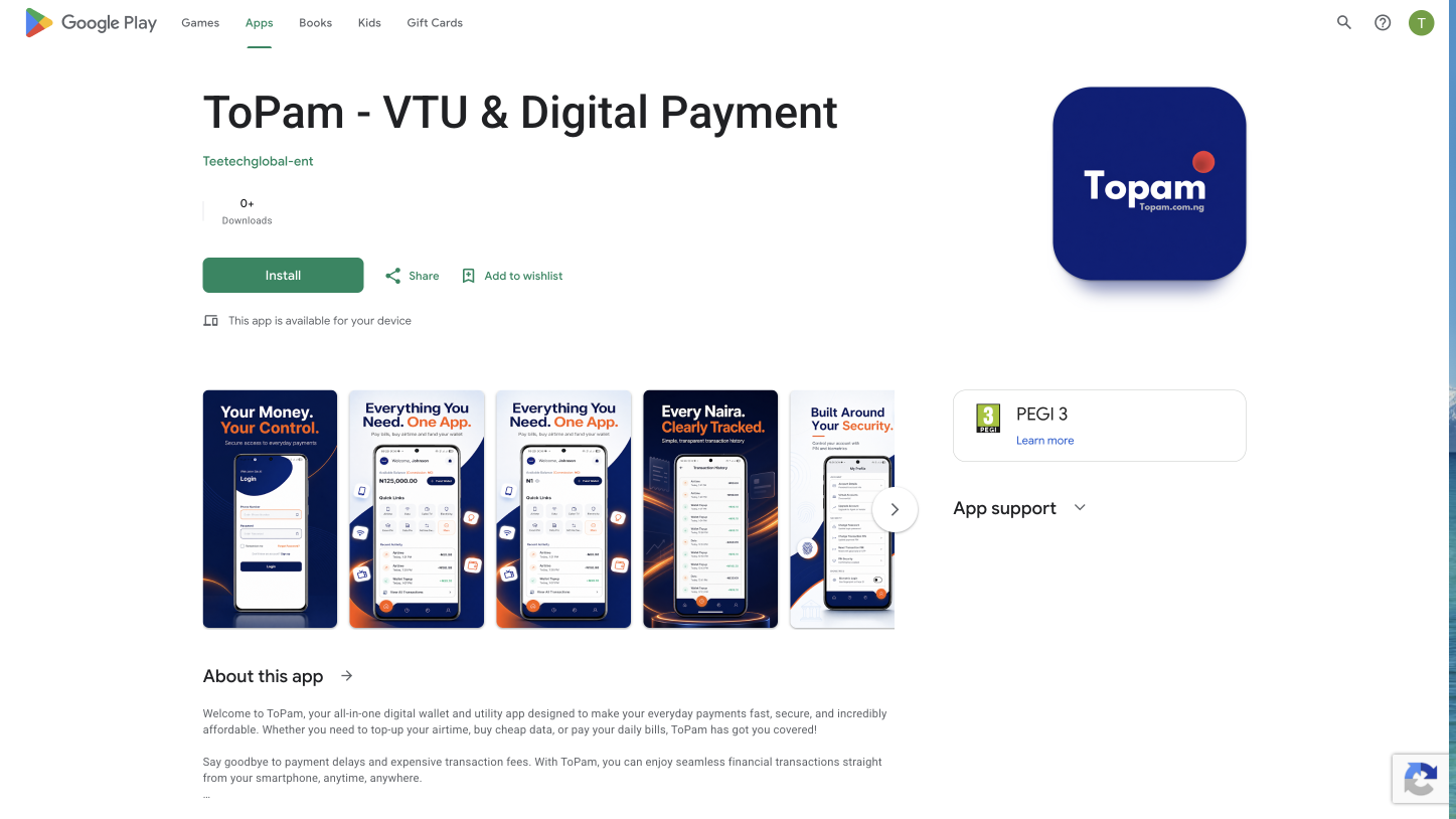 ToPam - VTU & Digital Payment